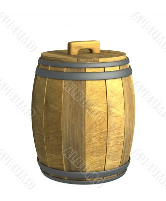 Old wooden 3d wine a barrel