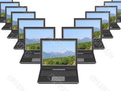 Lot of identical new laptops