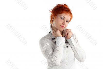 Serious business woman isolaited on white background