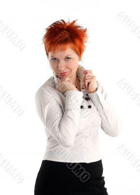 Serious business woman isolaited on white background