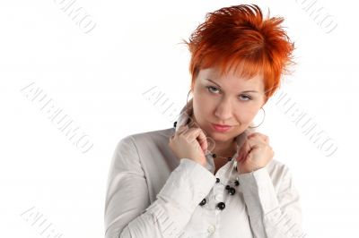 Serious business woman isolaited on white background