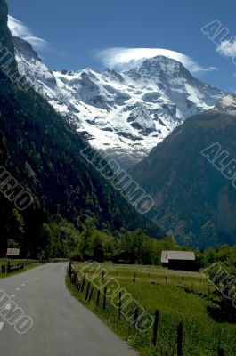 Swiss Alps and the road