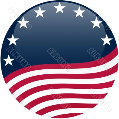 Waving American Flag on Blue with Stars