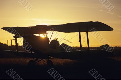 Sunset on  biplane Tiger Moth