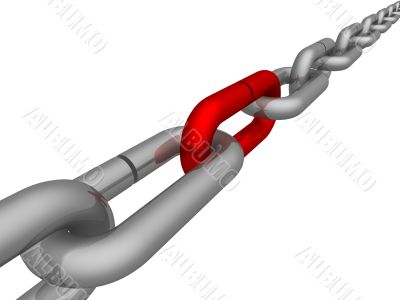 Metal chain on a white background. 3D image.