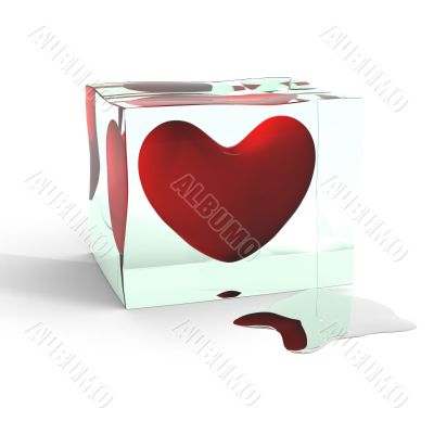 frozen heart in a piece of an ice