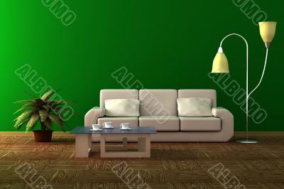 Interior of a living room. 3D image.