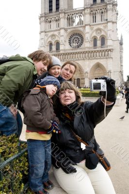 Tourists near Notre Dame de Paris