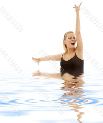 singing blonde in water