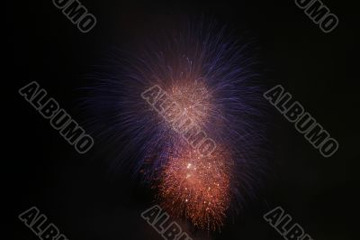silky blue and fiery orange fireworks