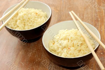 Several bowls of healthy organic rice