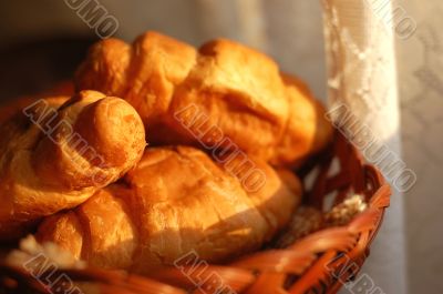 fresh croissants in basket