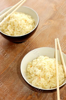 Two bowls of healthy organic rice