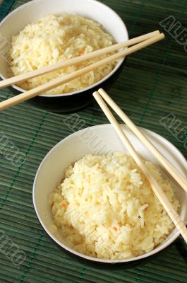 Two bowls of healthy organic rice