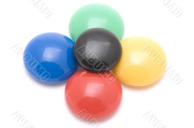 colored buttons on white