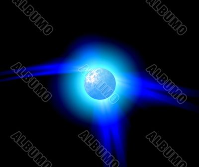 Glow blue planet