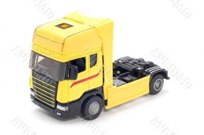 Yellow truck on white