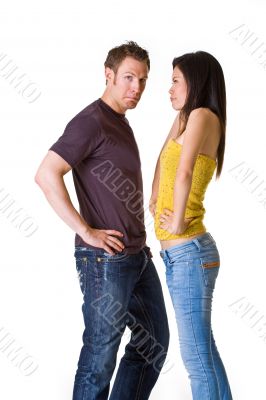 caucasian man get scolded by his asian girlfriend
