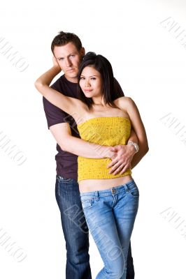 Young romantic couple in denim