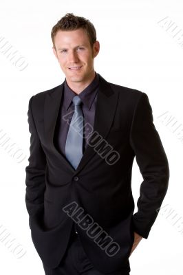 caucasian man smilling wears formal business attire