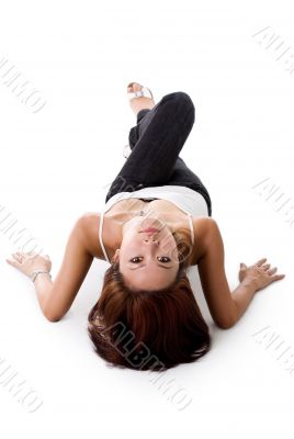 elegance woman lying on the floor