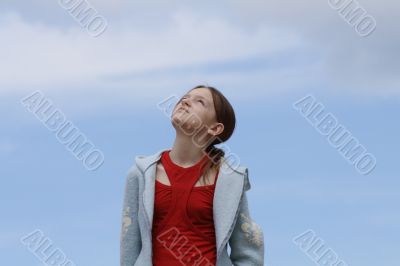 Young girl and sky