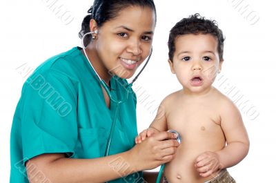 Young pediatrician with baby