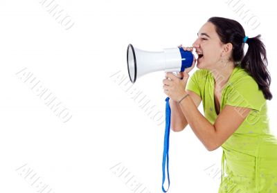Adolescent with megaphone