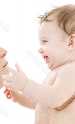 happy cuddle with mother happy cuddle with mother