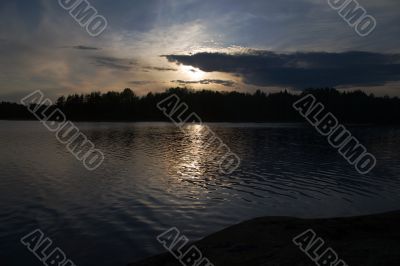 Sunset at summer lake
