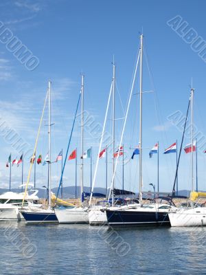 yachts in french riviera harbor
