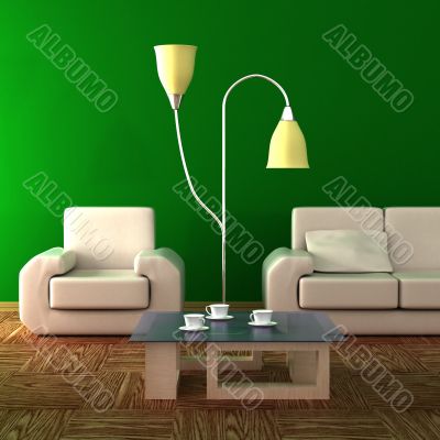 Interior of a living room. 3D image.