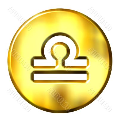 3D Golden Libra Zodiac Sign