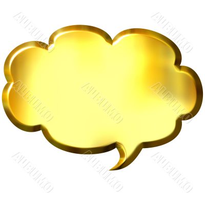 3D Golden Speech Bubble