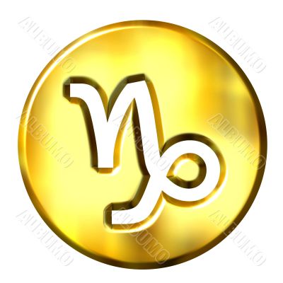 3D Golden Capricorn Zodiac Sign