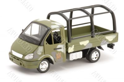 military truck on white