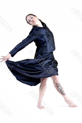 Woman with long curly hair in a gala dress Woman with long curly hair in a gala dress