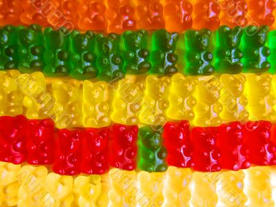Rows of gummy bears