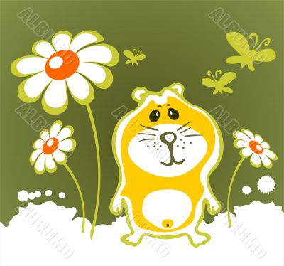 hamster and flowers