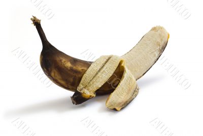 Peeled rotten banana
