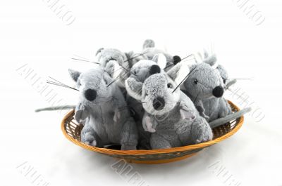 Colony of grey toy mice