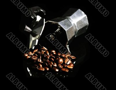 coffee beans and mocha machine