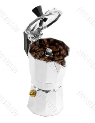 coffee beans and mocha machine