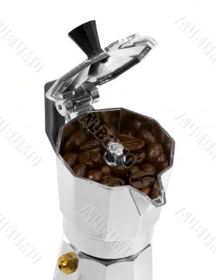coffee beans and mocha machine