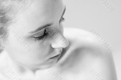 Up close and personal portrait looking aside