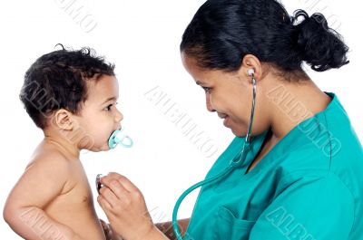 Young pediatrician with baby