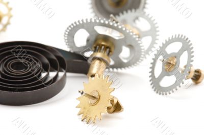 Metal clockwork close up