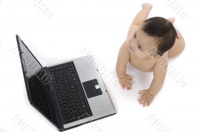 sweet baby with laptop