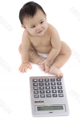 Sweet baby with calculator