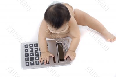 Sweet baby with calculator